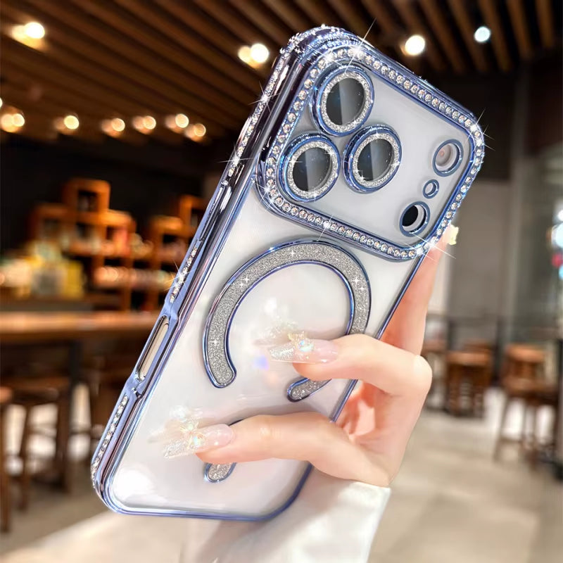 π BlingNtecH SparkDiamond MagSafe Case β Glitter Rhinestone Luxury Magnetic Wireless Charging Cover for iPhone 17-13 Series