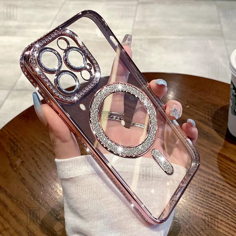 β¨ BlingNtecH Luxe Pink Diamond MagSafe Case β Crystal Shine Protection for iPhone 16 | 15 | 14 | 13 Pro Max β¨