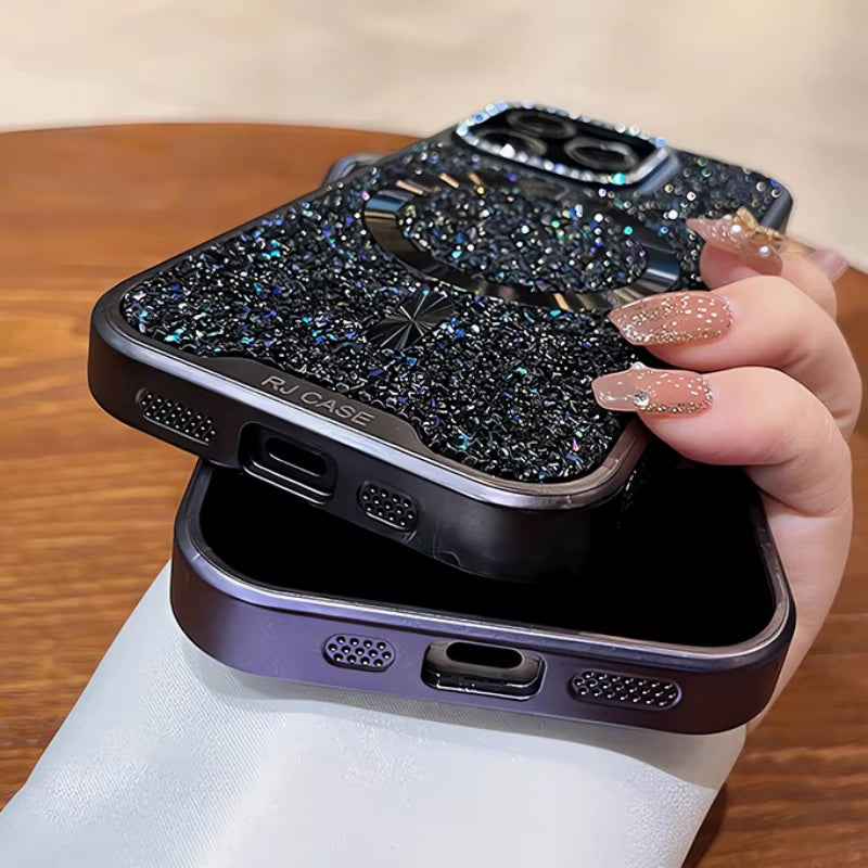 💖 BlingNtecH SparkRhinestone MagSafe Case — Luxe Plated Diamond Bling & Shockproof Protection for iPhone 17–14 Pro Max