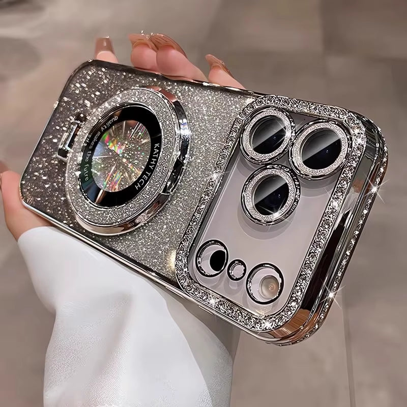 π« BlingNtecH SparkRhinestone MagSafe Stand Case β Plated Diamond Magnetic Holder & Luxe Bumper Cover for iPhone 17β13 Series