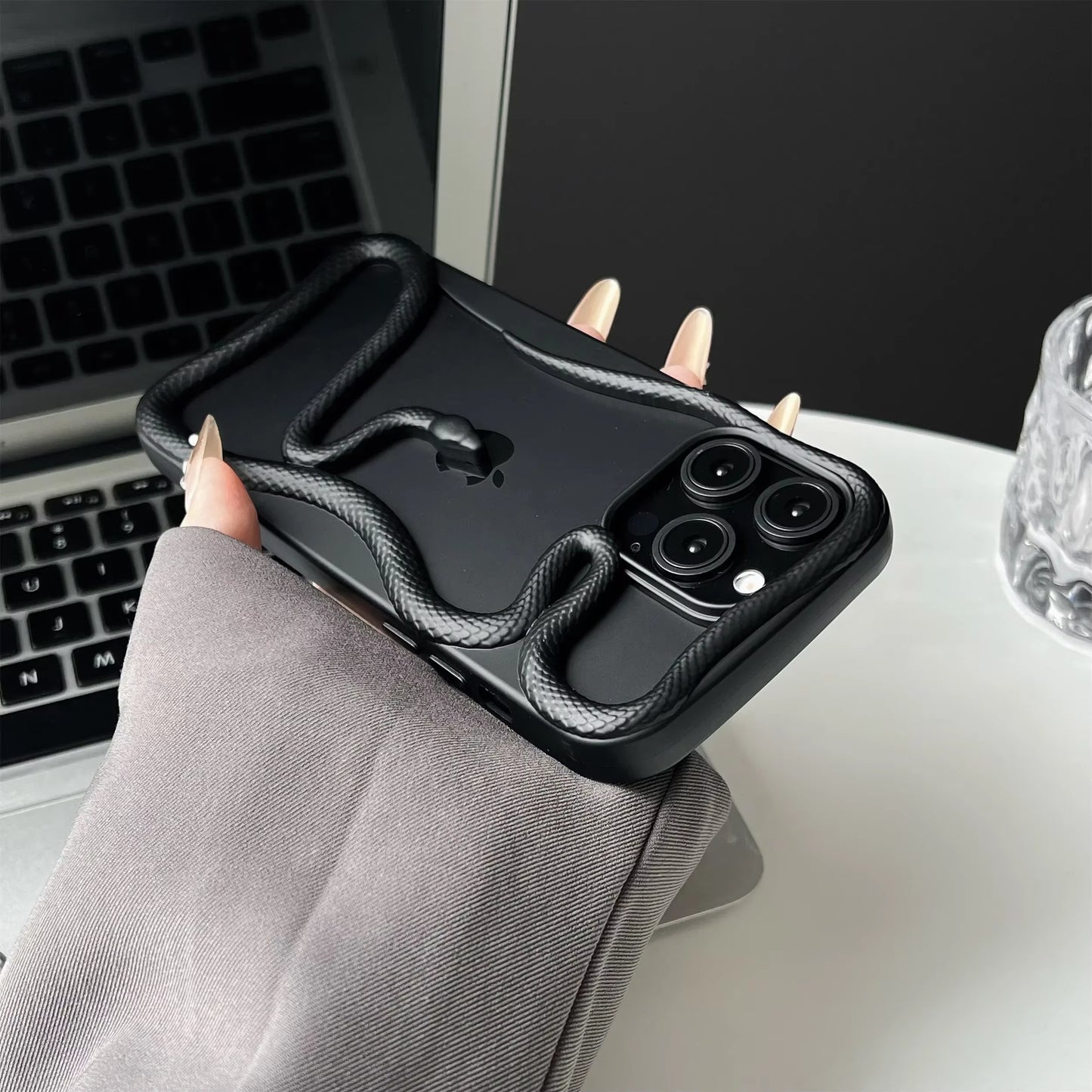 💠 BlingNTech Serpent Luxe Hollow Plated Frame Case for iPhone 17 | 16 | 15 | 14 | 13 Pro Max – Diamond-Edge Lens Guard & Shockproof Glam Cover