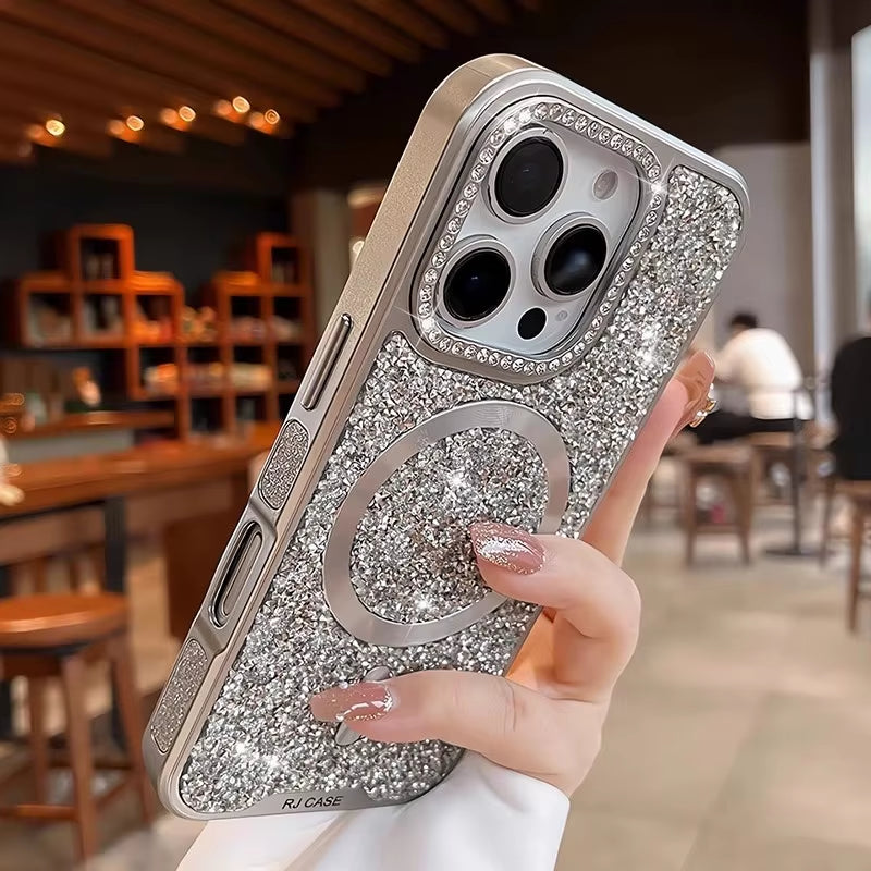 💖 BlingNtecH SparkRhinestone MagSafe Case — Luxe Plated Diamond Bling & Shockproof Protection for iPhone 17–14 Pro Max