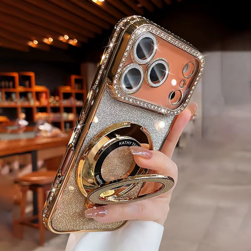 π« BlingNtecH SparkRhinestone MagSafe Stand Case β Plated Diamond Magnetic Holder & Luxe Bumper Cover for iPhone 17β13 Series