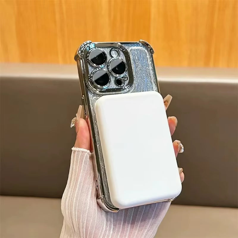 β¨ BlingNTech RippleGlow Magnetic Stand Case β Glitter Water Effect with Logo Cutout for iPhone 16 15 14 13 Pro Max | Airbag Shockproof Luxe Cover β¨