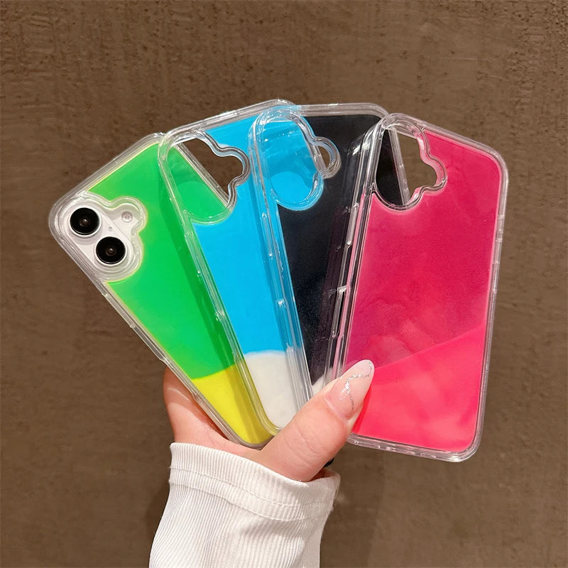 ✨ “BlingNTech Floating Glow Quicksand Glitter Case — Luminous Liquid Shine Cover for iPhone 14 15 16 17 Pro Max | Night Glow Glam Shell for Trendy Queens” ✨