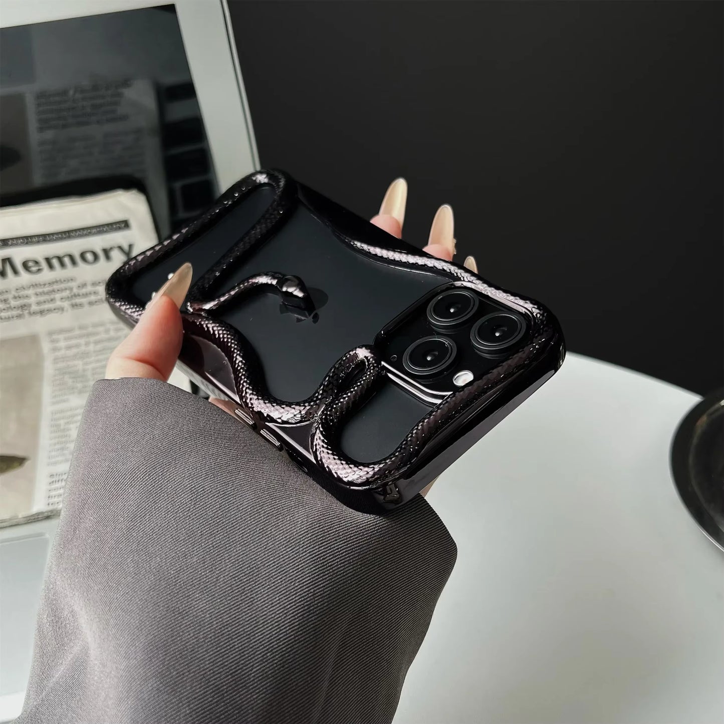 💠 BlingNTech Serpent Luxe Hollow Plated Frame Case for iPhone 17 | 16 | 15 | 14 | 13 Pro Max – Diamond-Edge Lens Guard & Shockproof Glam Cover