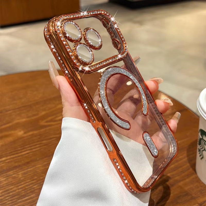 π BlingNtecH SparkDiamond MagSafe Case β Glitter Rhinestone Luxury Magnetic Wireless Charging Cover for iPhone 17-13 Series