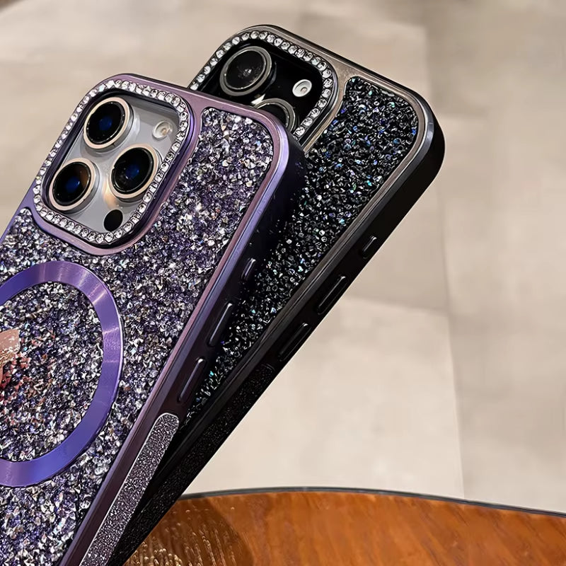 💖 BlingNtecH SparkRhinestone MagSafe Case — Luxe Plated Diamond Bling & Shockproof Protection for iPhone 17–14 Pro Max