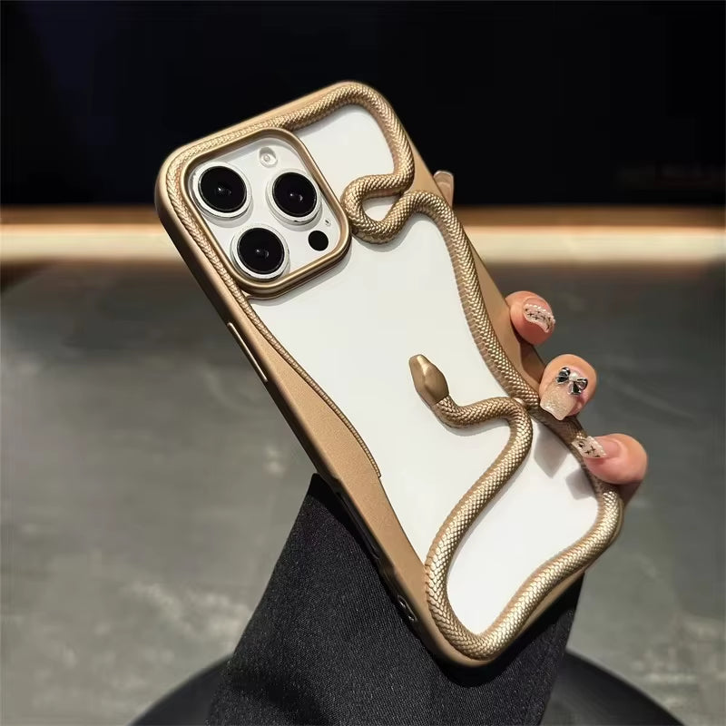💠 BlingNTech Serpent Luxe Hollow Plated Frame Case for iPhone 17 | 16 | 15 | 14 | 13 Pro Max – Diamond-Edge Lens Guard & Shockproof Glam Cover