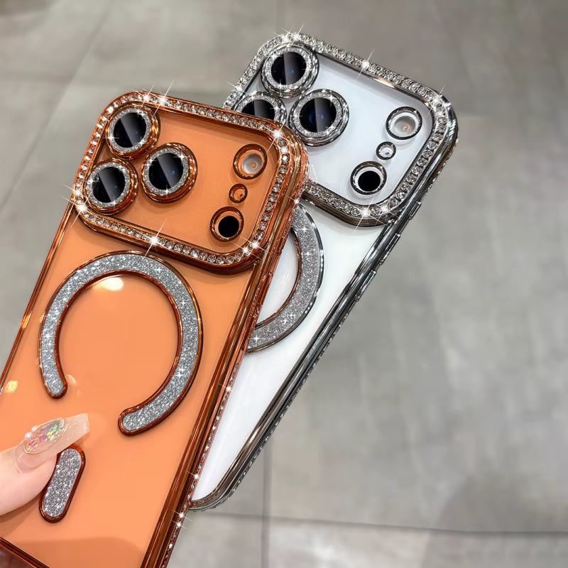 π BlingNtecH SparkDiamond MagSafe Case β Glitter Rhinestone Luxury Magnetic Wireless Charging Cover for iPhone 17-13 Series