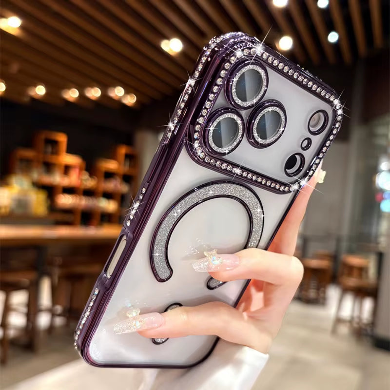 π BlingNtecH SparkDiamond MagSafe Case β Glitter Rhinestone Luxury Magnetic Wireless Charging Cover for iPhone 17-13 Series