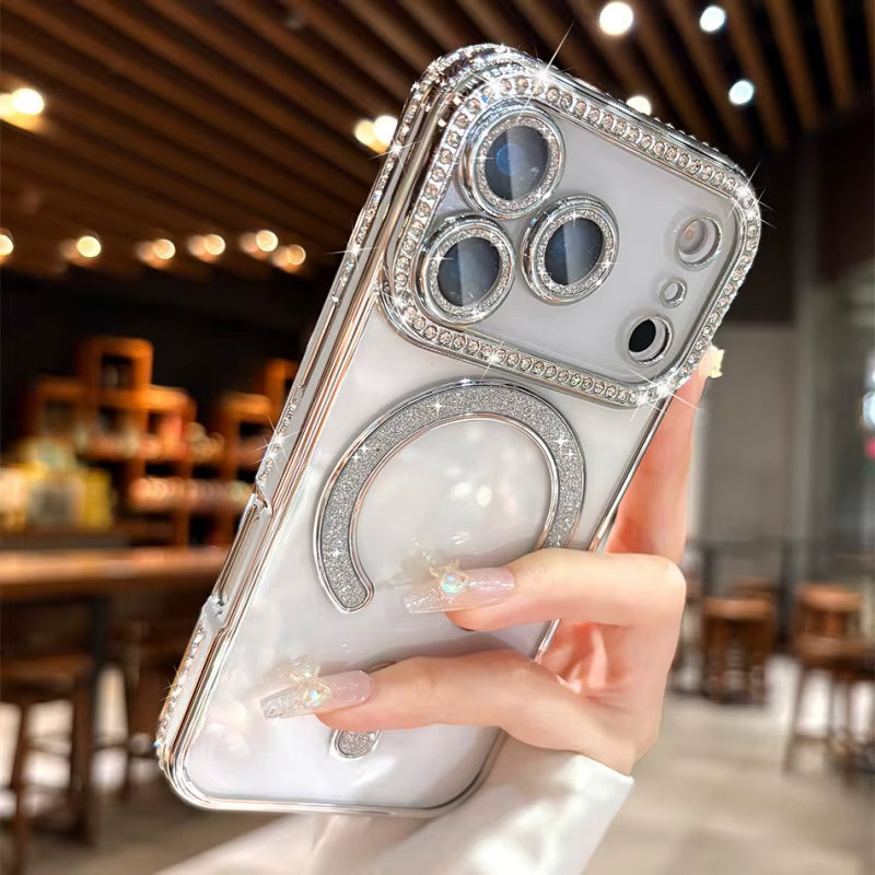 π BlingNtecH SparkDiamond MagSafe Case β Glitter Rhinestone Luxury Magnetic Wireless Charging Cover for iPhone 17-13 Series