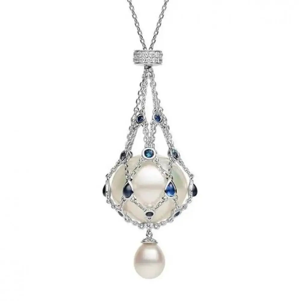 ✨ BlingNTech Exquisite Pearl & Gemstone Lavalier Pendant Necklace