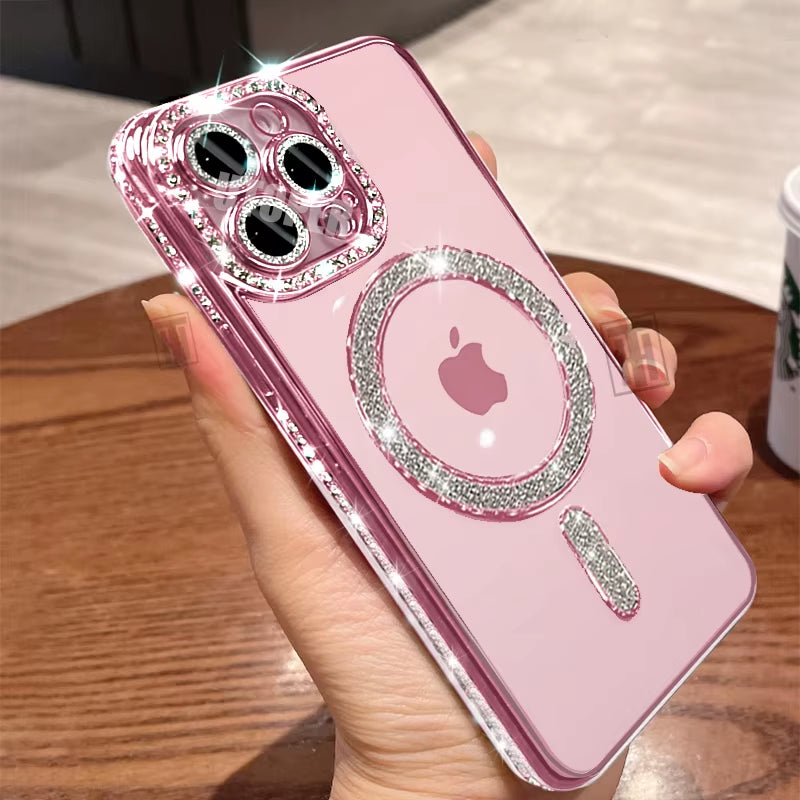 β¨ BlingNtecH Luxe Pink Diamond MagSafe Case β Crystal Shine Protection for iPhone 16 | 15 | 14 | 13 Pro Max β¨