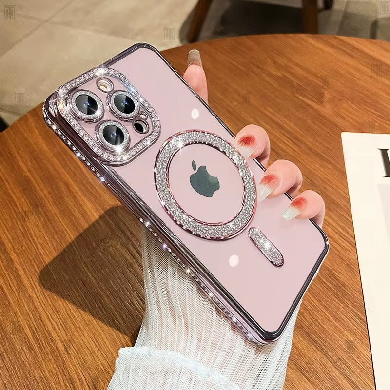 β¨ BlingNtecH Luxe Pink Diamond MagSafe Case β Crystal Shine Protection for iPhone 16 | 15 | 14 | 13 Pro Max β¨