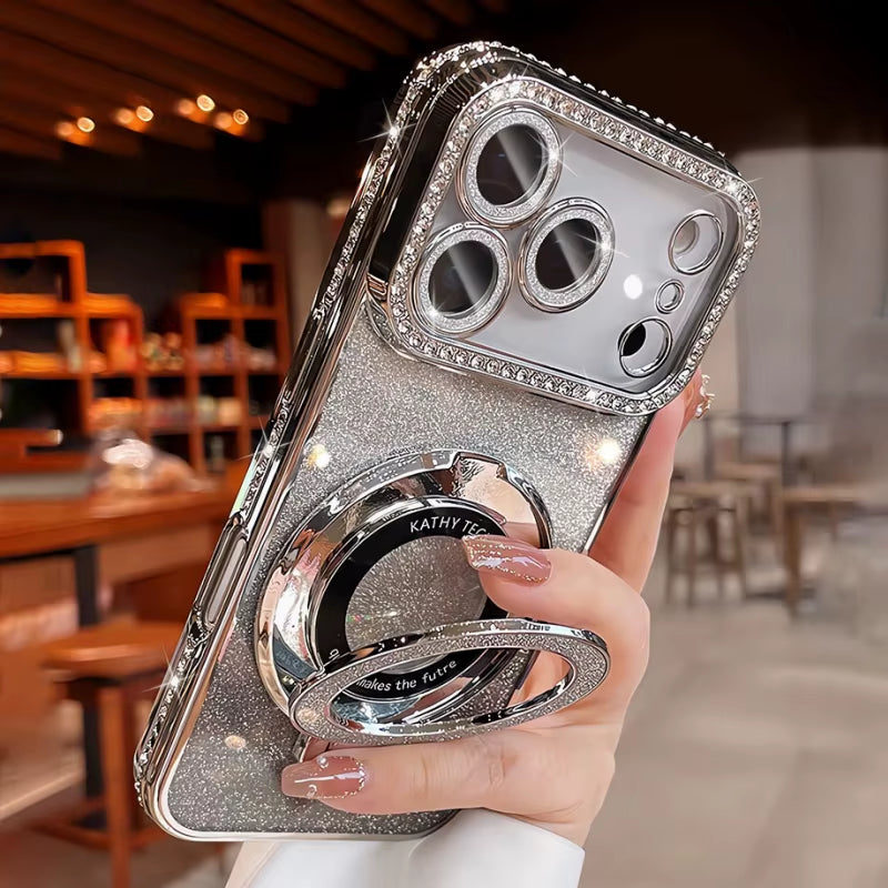 π« BlingNtecH SparkRhinestone MagSafe Stand Case β Plated Diamond Magnetic Holder & Luxe Bumper Cover for iPhone 17β13 Series