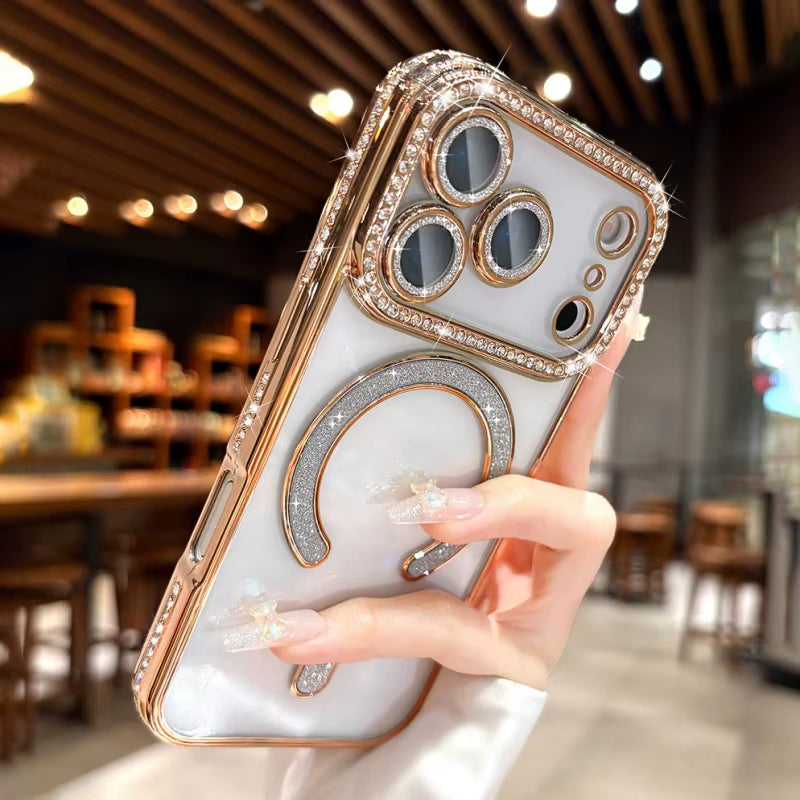 π BlingNtecH SparkDiamond MagSafe Case β Glitter Rhinestone Luxury Magnetic Wireless Charging Cover for iPhone 17-13 Series