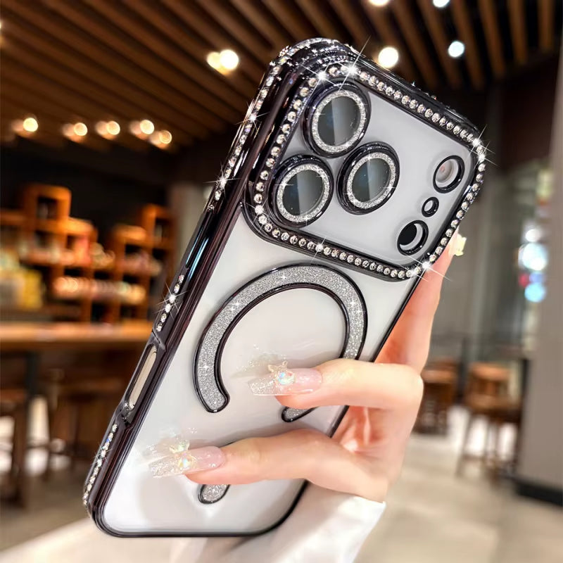 π BlingNtecH SparkDiamond MagSafe Case β Glitter Rhinestone Luxury Magnetic Wireless Charging Cover for iPhone 17-13 Series