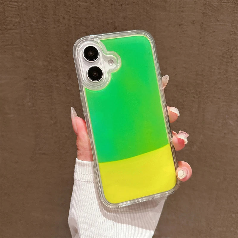 ✨ “BlingNTech Floating Glow Quicksand Glitter Case — Luminous Liquid Shine Cover for iPhone 14 15 16 17 Pro Max | Night Glow Glam Shell for Trendy Queens” ✨