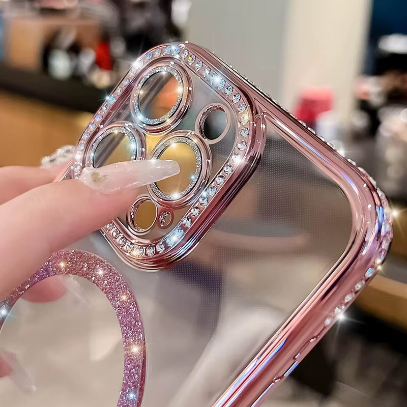 β¨ BlingNtecH Luxe Pink Diamond MagSafe Case β Crystal Shine Protection for iPhone 16 | 15 | 14 | 13 Pro Max β¨