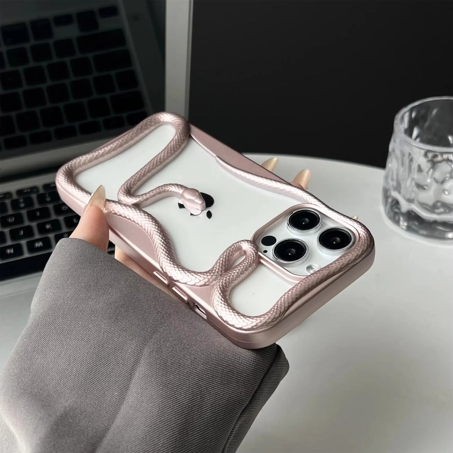 💠 BlingNTech Serpent Luxe Hollow Plated Frame Case for iPhone 17 | 16 | 15 | 14 | 13 Pro Max – Diamond-Edge Lens Guard & Shockproof Glam Cover