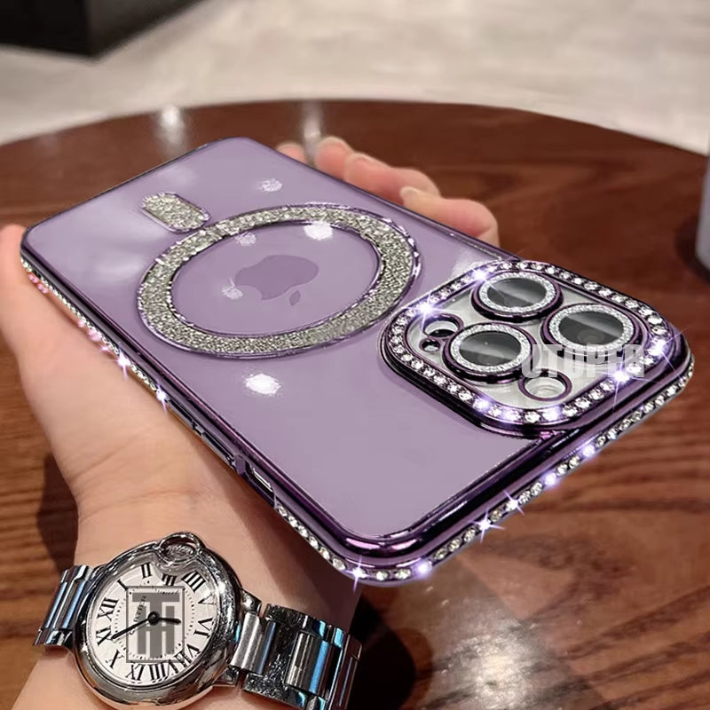 β¨ BlingNtecH Luxe Pink Diamond MagSafe Case β Crystal Shine Protection for iPhone 16 | 15 | 14 | 13 Pro Max β¨