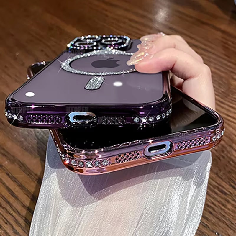 β¨ BlingNtecH Luxe Pink Diamond MagSafe Case β Crystal Shine Protection for iPhone 16 | 15 | 14 | 13 Pro Max β¨