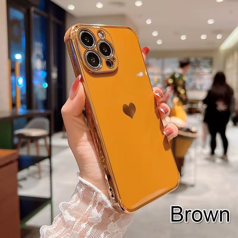 β¨ BlingNtecH HeartGlow Electro Case for iPhone 17β13 | Radiant Plating Love Edition | Shockproof Luxe Back Cover