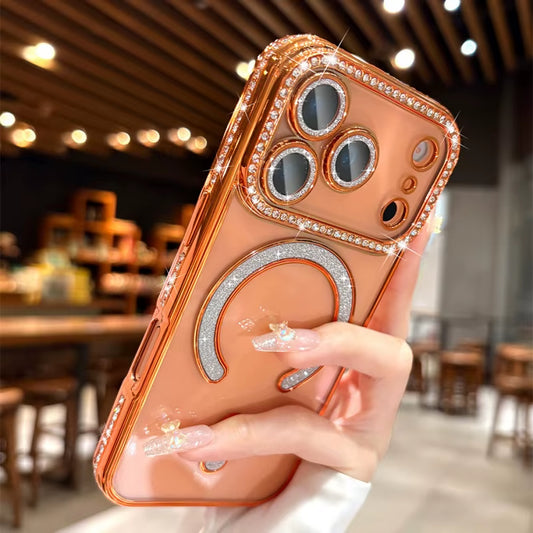 💎 BlingNtecH SparkDiamond MagSafe Case — Glitter Rhinestone Luxury Magnetic Wireless Charging Cover for iPhone 17-13 Series