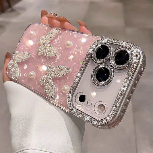 ✨ BlingNtecH Crystal Butterfly Diamond Case — Clear Plated Luxury Soft Cover for iPhone 17 Air | 16 | 15 | 14 | 13 Pro Max