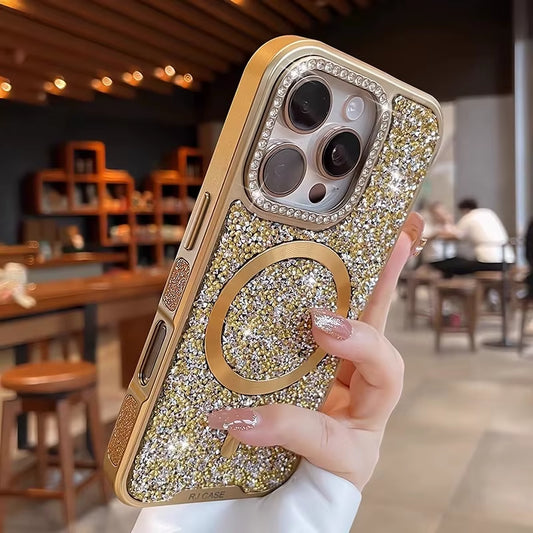💖 BlingNtecH SparkRhinestone MagSafe Case — Luxe Plated Diamond Bling & Shockproof Protection for iPhone 17–14 Pro Max