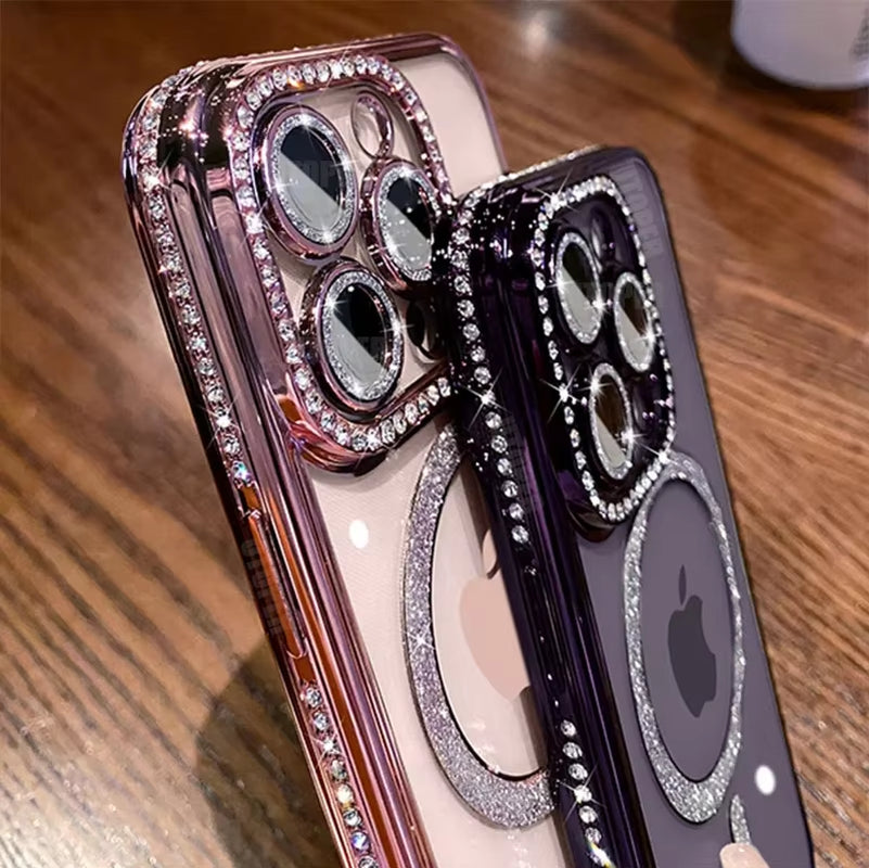✨ BlingNtecH Luxe Pink Diamond MagSafe Case — Crystal Shine Protection for iPhone 16 | 15 | 14 | 13 Pro Max ✨