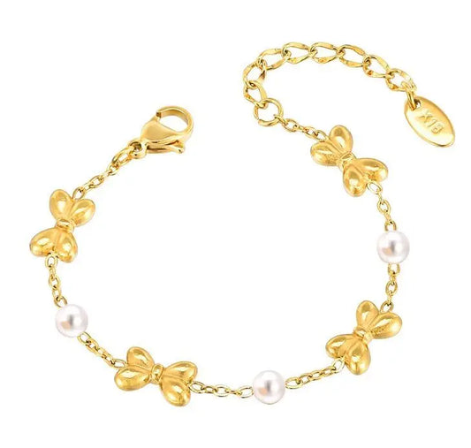 “Little Grace” Bow Bracelet – Dainty Gold Baby Girl Gift with Sparkling Zirconia