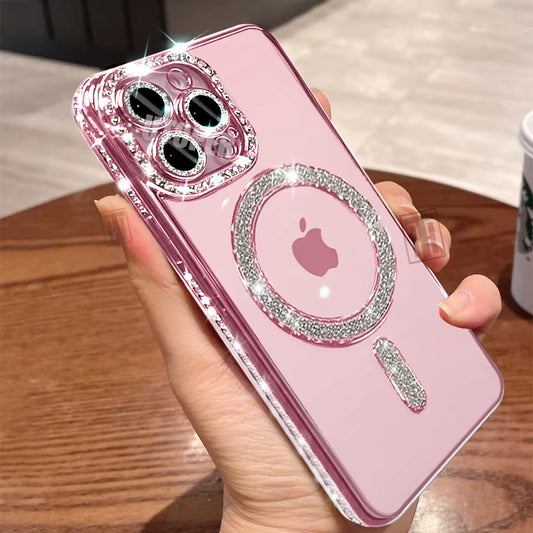 ✨ BlingNtecH Luxe Pink Diamond MagSafe Case — Crystal Shine Protection for iPhone 16 | 15 | 14 | 13 Pro Max ✨