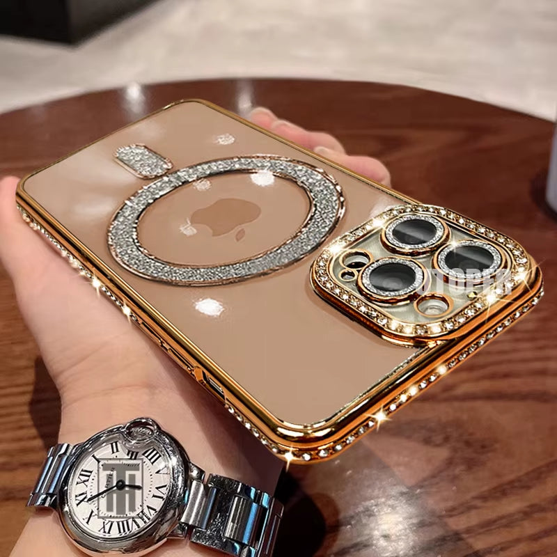 ✨ BlingNtecH Luxe Pink Diamond MagSafe Case — Crystal Shine Protection for iPhone 16 | 15 | 14 | 13 Pro Max ✨