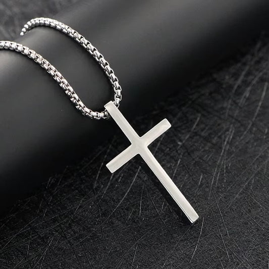 Silver Cross Necklace ✝️ – Classic Stainless Steel Pendant for Him & Her | Everyday Faith Jewelry
